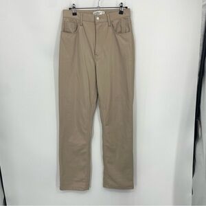 A&F the ‘90s straight ultra high rise vegan leather beige size 27/4